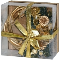 Новогоднее украшение "Венок", диаметр 20 см, цвет: золотой артикул 12361b.