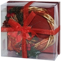 Новогоднее украшение "Венок", диаметр 20 см, цвет: красный артикул 12362b.