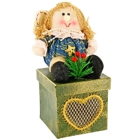 Новогодняя подарочная коробка с фигуркой ангела на крышке 14580 артикул 12421b.